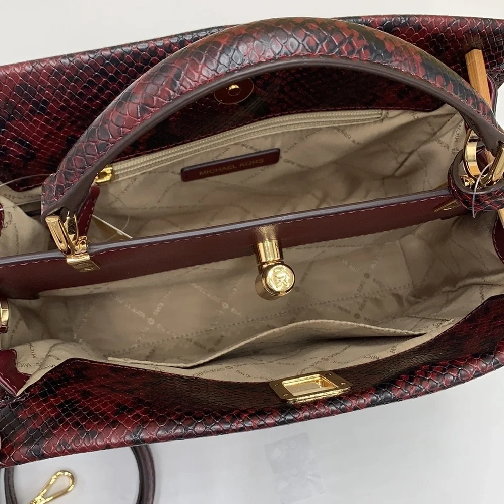 MICHAEL KORS PENELOPE MEDIUM TOP HANDLE SATCHEL MERLOT MULTI COLOR - Picture 11 of 16